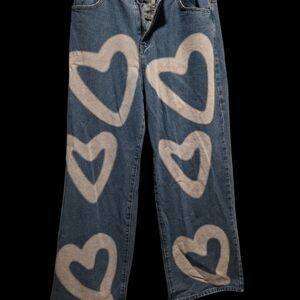 Jeans with Grafiti Art of Hearts...Gently used
